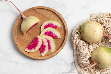 fresh watermelon radish, pink radish