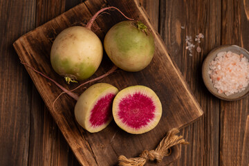 fresh watermelon radish, pink radish