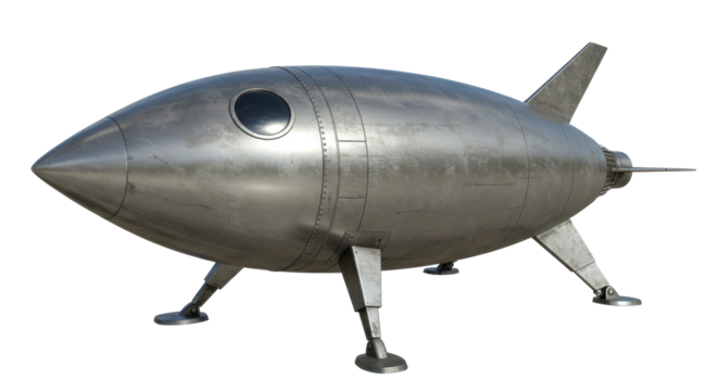 Isolated Retro Rocket Ship