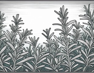 rosemary engraving black and white outline