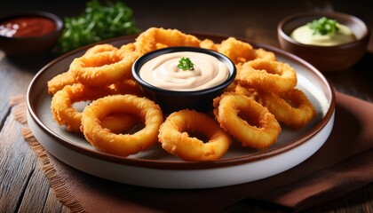 a tempting plate of crispy deep fried calamari rings served hot and fresh with a creamy dipping sauce is a crowd pleasing appetizer for any occasion and meal