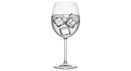 Isolated Glass of Water with Ice Cubes