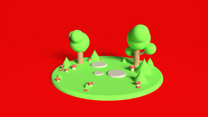 tiny park with tiny mushrooms
