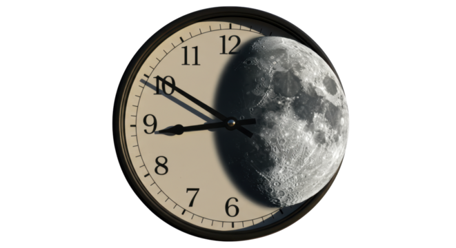 Isolated Clock with Moon