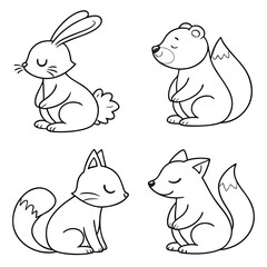 Cute Animal Vector Set – Minimalist and Kawaii Style