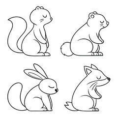 Cute Animal Vector Set – Minimalist and Kawaii Style