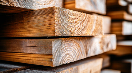 Quality wooden boards stacked neatly in a construction materials store for easy selection and purchase