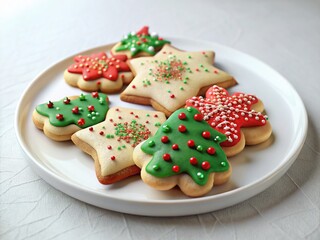 Obraz premium Festive Christmas Cookies: Minimalist Red & Green Sprinkle Delight