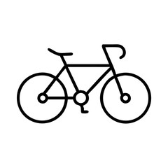 Fototapeta premium Minimalist bike illustration in black outline on white background 