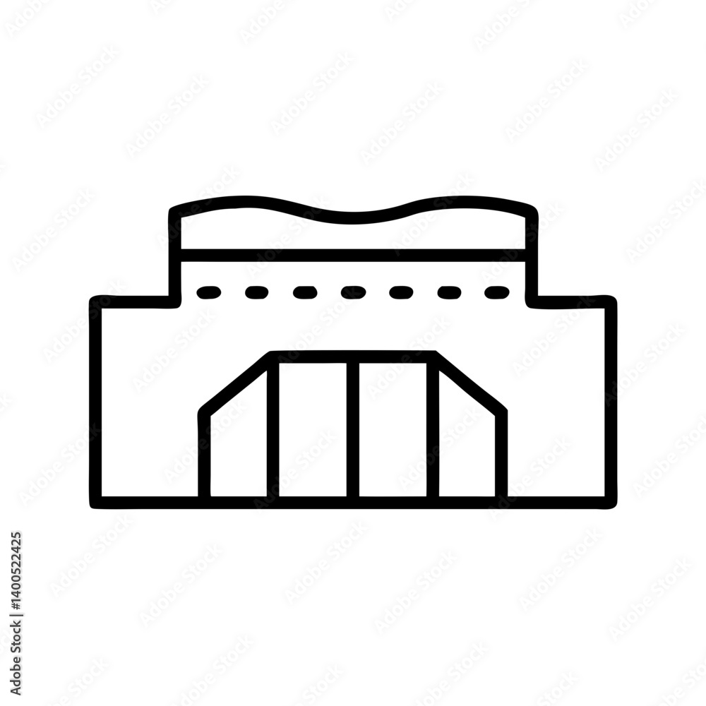 Poster minimalist building outline with clean lines and shapes