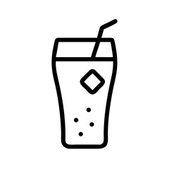 Outline of a refreshing beverage in a glass with a straw  