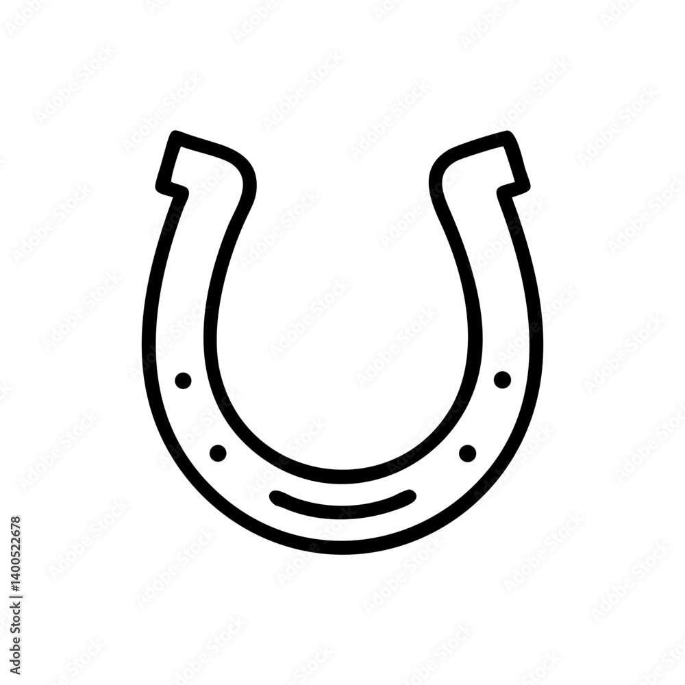 Poster horseshoe in minimalist style with straight lines and shapes