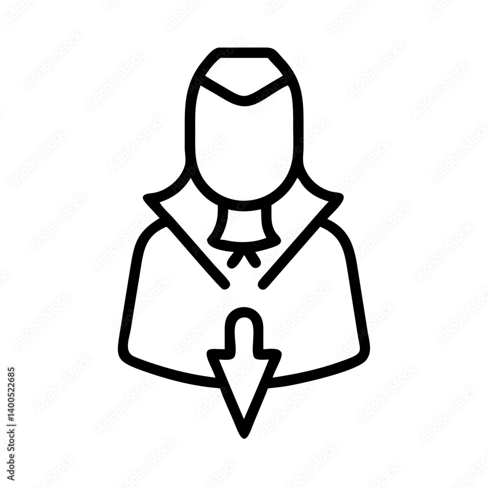 Poster minimalist line art of a character pointing downwards