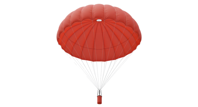 Isolated Red Parachute with Cargo