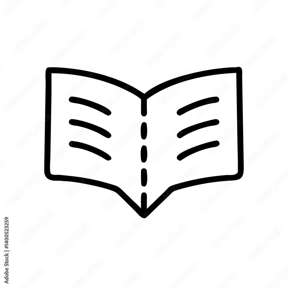 Poster open book illustration in minimal style with simple lines
