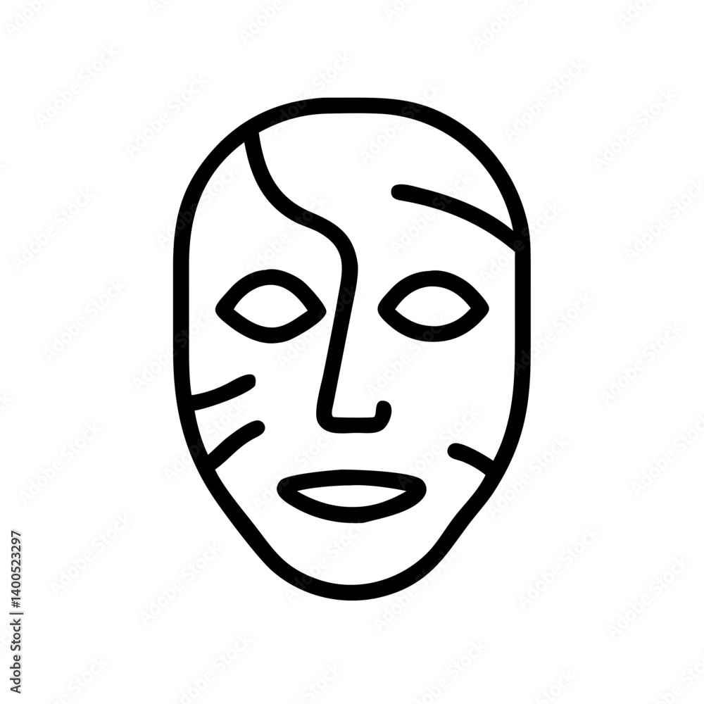 Poster abstract mask design with line art style on a plain background