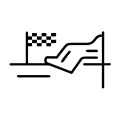 Race start with checkered flag and track outline  