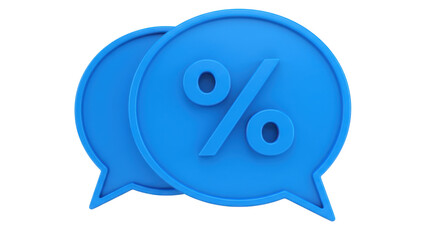 Isolated Blue Percentage Speech Bubbles