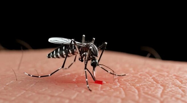Zica virus aedes aegypti mosquito on real human skin