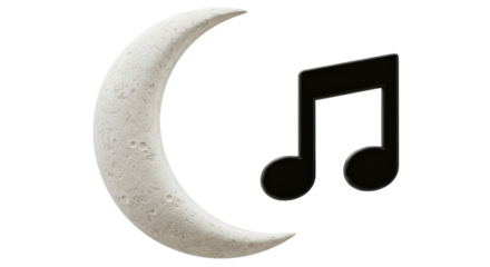 Isolated Crescent Moon and Music Note