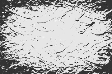 Abstract background texture with destruction effect, ink stains, grunge. Distress overlay, rough dirty wall concept. Black, gray. Worn, torn, weathered effect. Vector background
