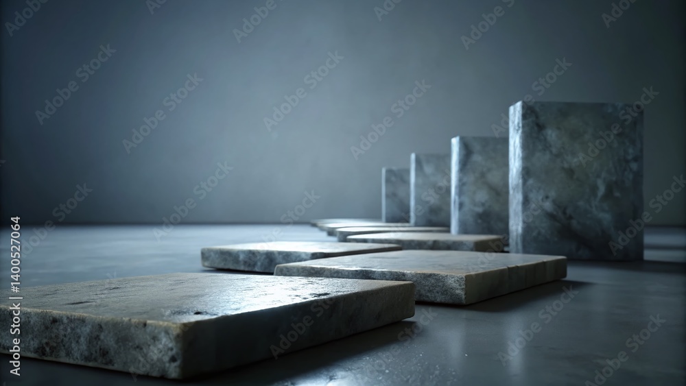 Poster empty stone display slabs: product photography background - mockup for branding