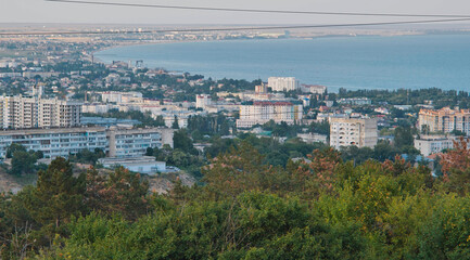 Obraz premium Panorama of the city of Feodosia from the hill.