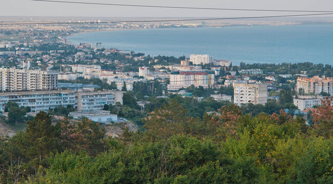 Panorama of the city of Feodosia from the hill.