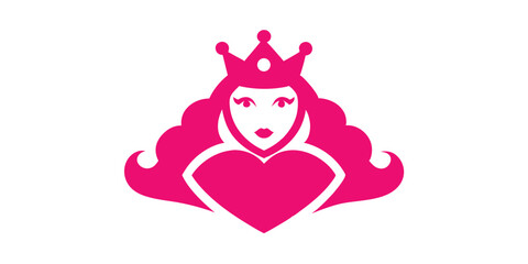 Queen of Hearts Outline Illustration