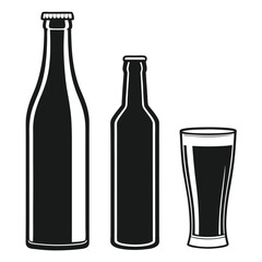 Minimal Drinkware Vector Bottle and Glass Silhouettes