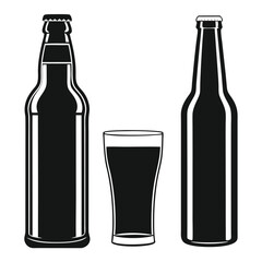 Bottle and Glass Silhouette for Minimalist Bar Menu Art