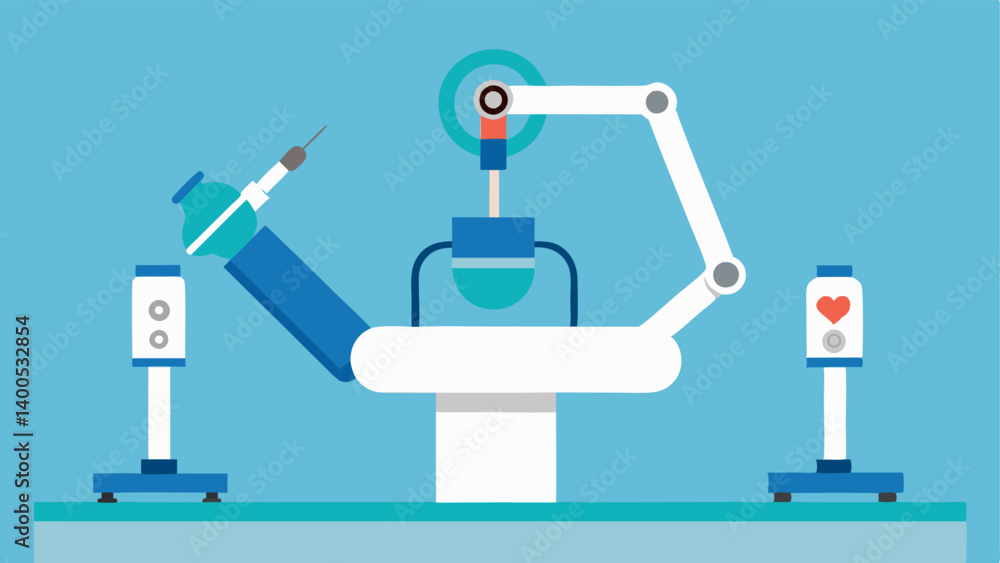 Aufkleber robotic surgery assistant a robotic arm equipped with surgical tools hovering over a surgical table 