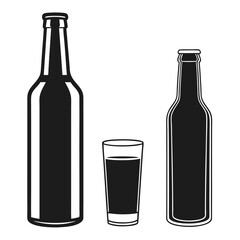 Modern Drink Silhouette Design Bottle and Glass Combo