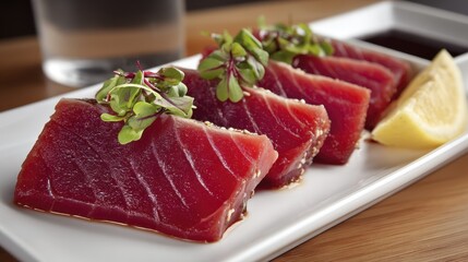 Beautifully plated sashimi with a garnish-4 - raw vibrant black overhead