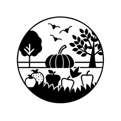 autumn harvest icon, autumn harvest silhouette vector illustration-simple silhouette illustration of autumn harvest, perfect for autumn harvest logos and icons