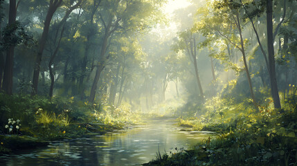 Obraz premium Whispers of the Forest: Echoes of Harmony Amidst Nature's Serenity