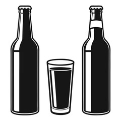 Elegant Beverage Icons Minimalist Bottle and Glass Set