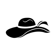 beach hat icon, beach hat silhouette vector illustration-simple silhouette illustration of beach hat, perfect for beach hat logos and icons
