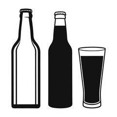 Black Silhouette of Bottle and Glass Minimalist Bar Design