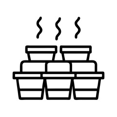 Stacked Food Boxes with Steam Lines Icon Design