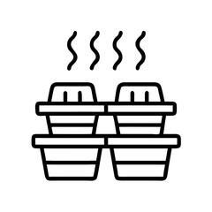 Stacked Food Boxes with Steam Lines Icon Design