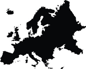 Map of Europe in Black flat style
