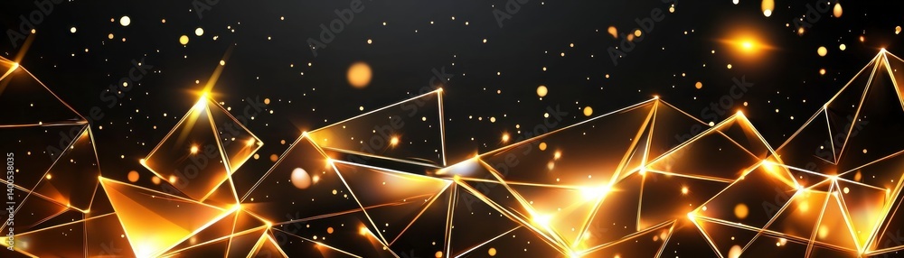 Poster dynamic golden light patterns abstract design digital art studio close-up visual aesthetics