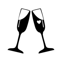 champagne glasses icon, champagne glasses silhouette vector illustration-simple silhouette illustration of champagne glasses, perfect for champagne glasses logos and icons