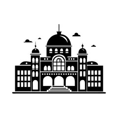 city hall icon, city hall silhouette vector illustration-simple silhouette illustration of city hall, perfect for city hall logos and icons