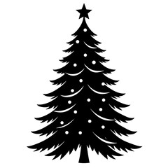 Christmas tree black silhouette vector illustration isolated on a white background