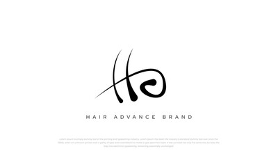 simple monogram logo letter H and a with follicle hair style.
