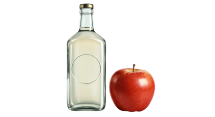 Isolated apple and bottle