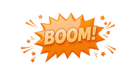 Isolated orange BOOM comic burst