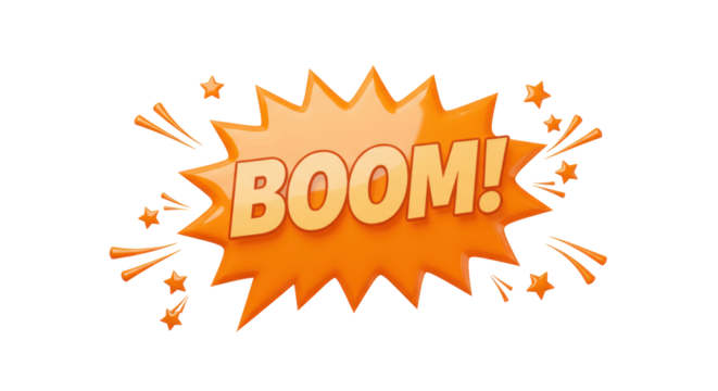 Isolated orange BOOM comic burst